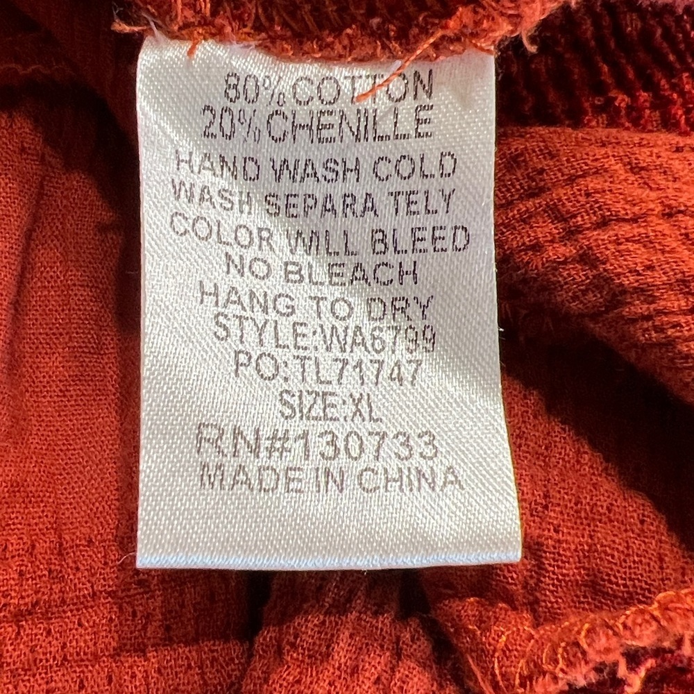 Umgee Chenille Babydoll Tunic Top Dress Rust Split Neck Long Sleeve XL - Picture 9 of 13